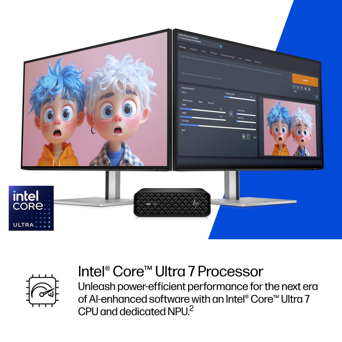 HP Workstation Z2 G1i Mini - Core Ultra 7 265 - 32GB RAM - 1TB SSD - Win11 Pro