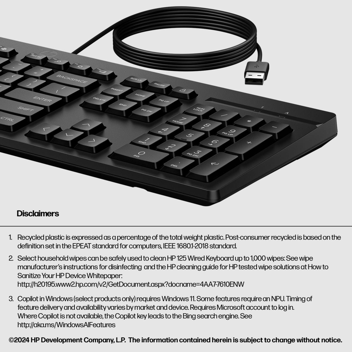 HP Wired Keyboard 125 - Black - Qwertzu German