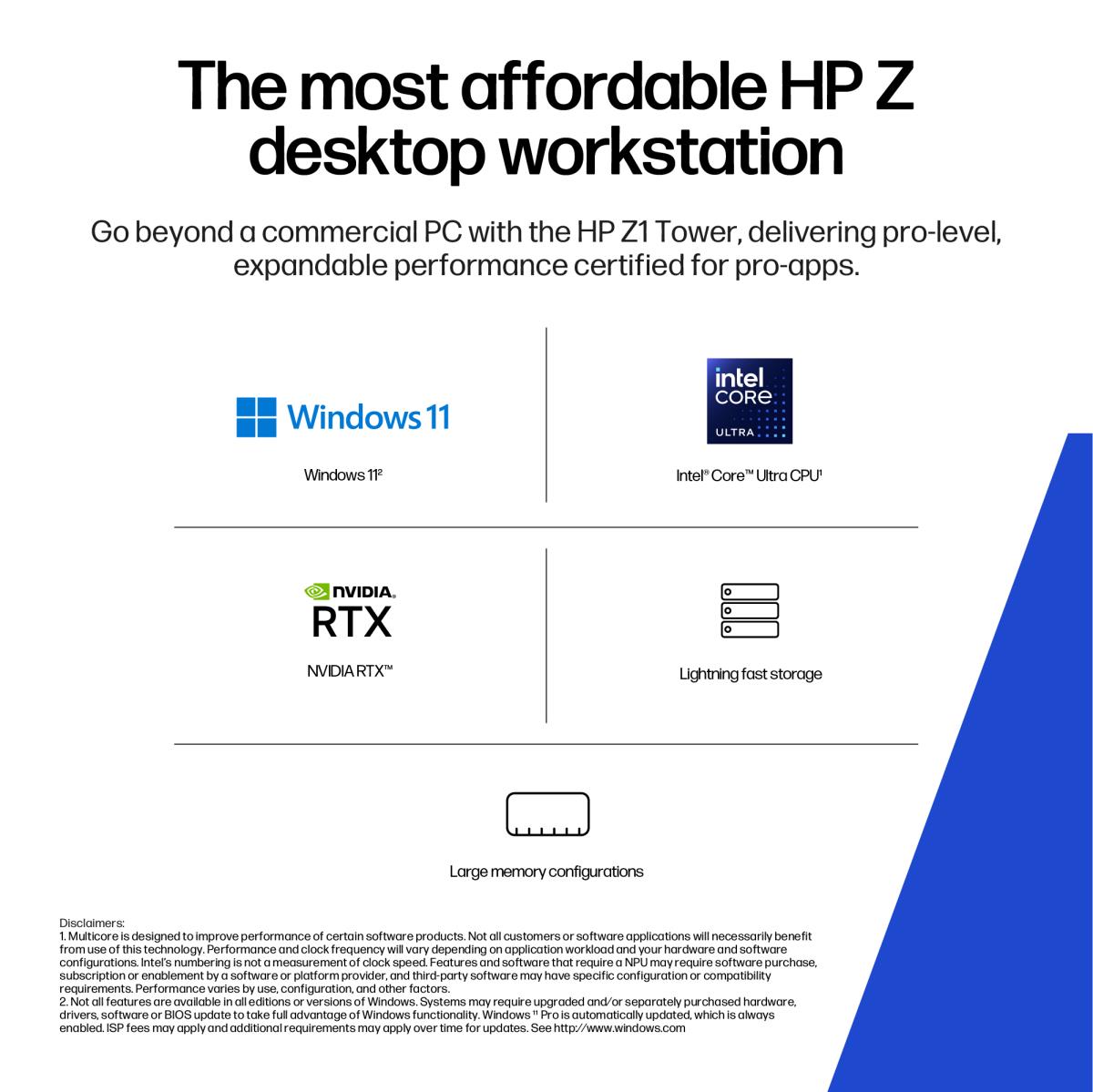 HP Workstation Z1 G1i Tower - Core Ultra 9 285 - 32GB RAM - 1TB SSD - Win11 Pro