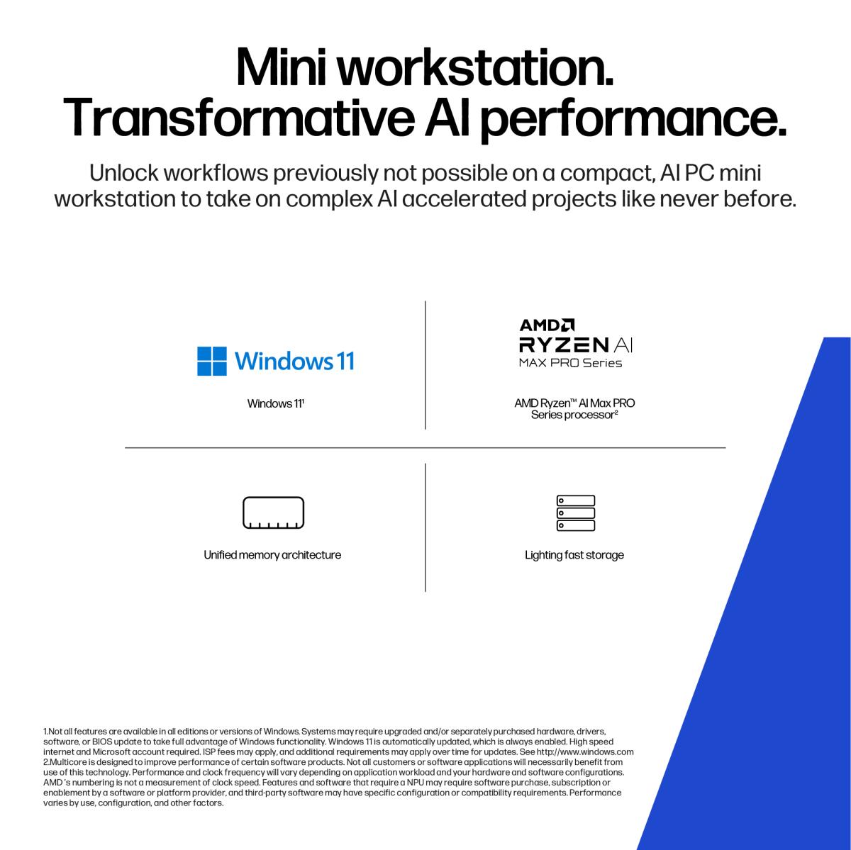HP Workstation Z2 G1a Mini - AI Max PRO 395 - 64GB RAM - 1TB SSD - Win11 Pro