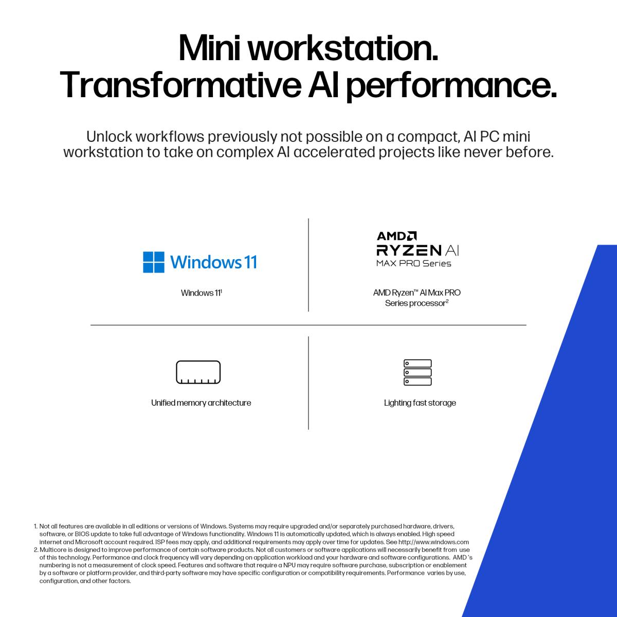 HP Workstation Z2 G1a Mini - AI Max PRO 395 - 64GB RAM - 1TB SSD - Win11 Pro