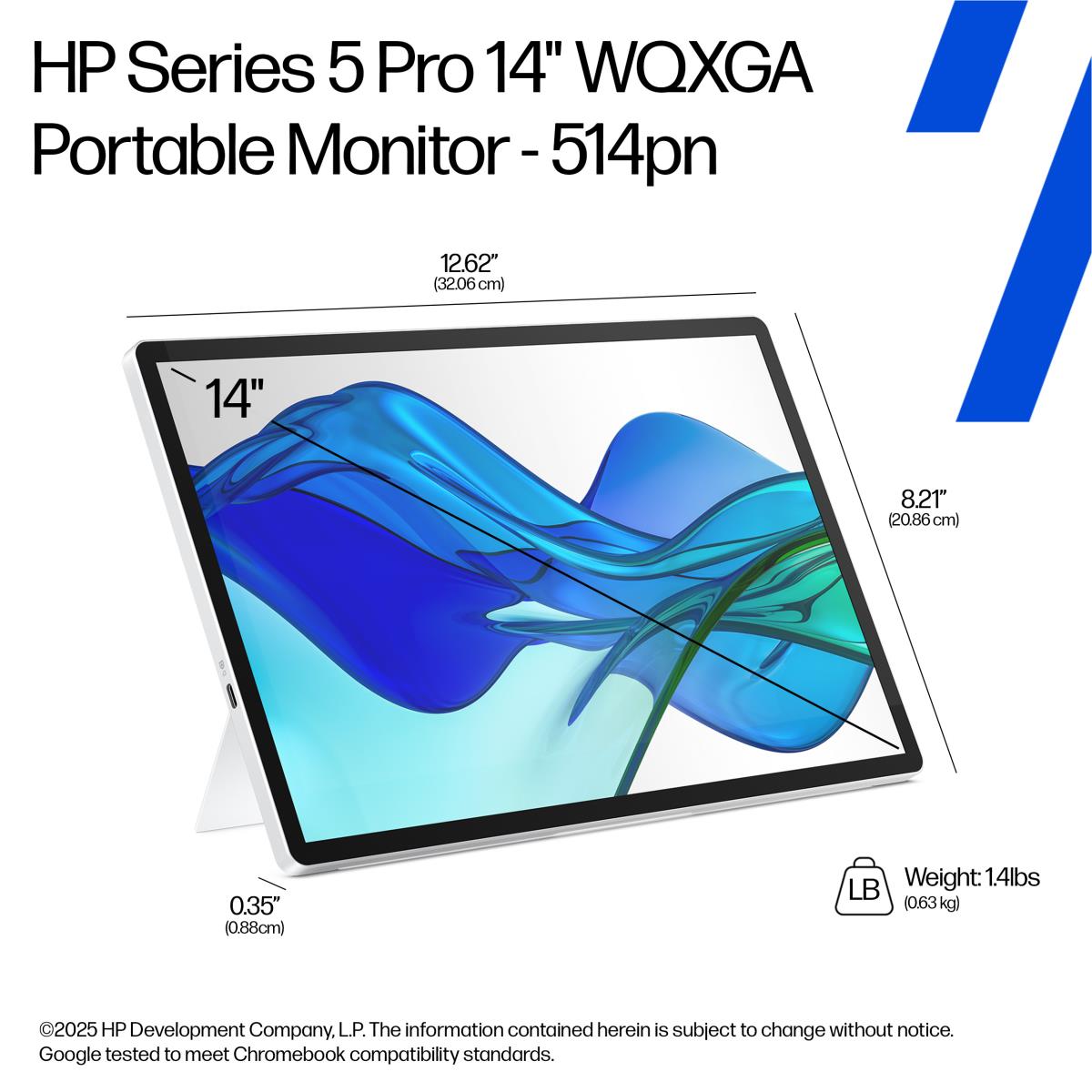 HP Portable Monitor - Series 5 Pro 514pn - 14in - 2560x1600 (WQXGA) - IPS with Edge-lit
