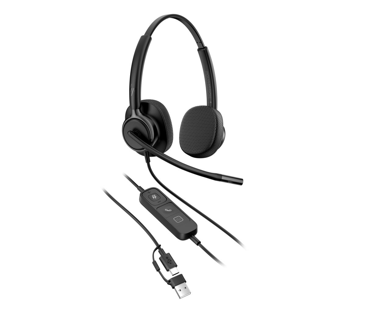 HP Poly Mission 425 Wired Headset - Stereo - USB-C/A