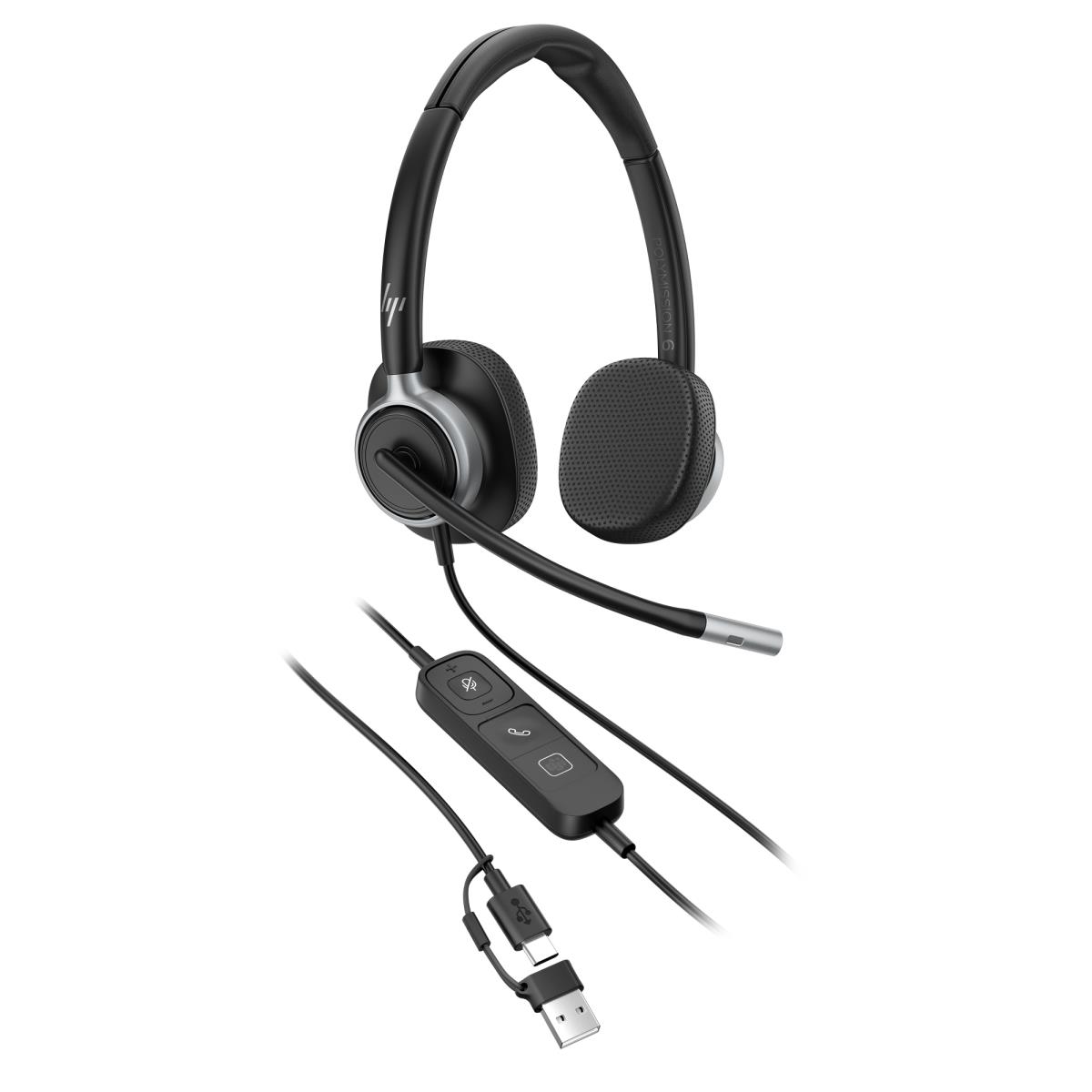 HP Poly Mission 615 Wired Headset - Mono - USB-C/A - Bulk