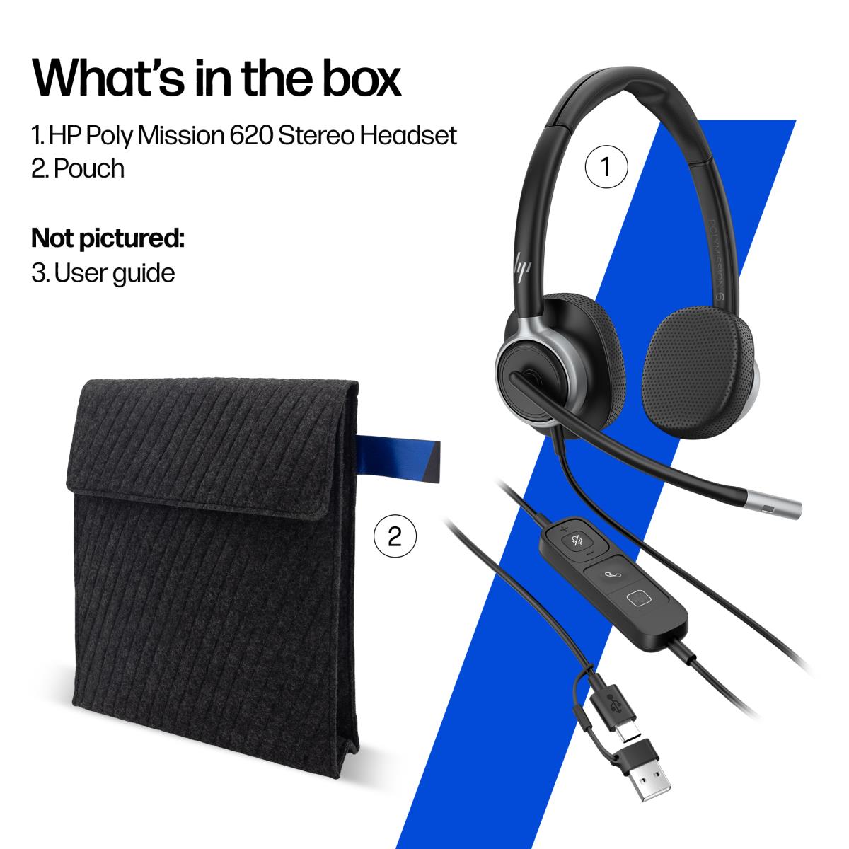 HP Poly Mission 615 Wired Headset - Mono - USB-C/A