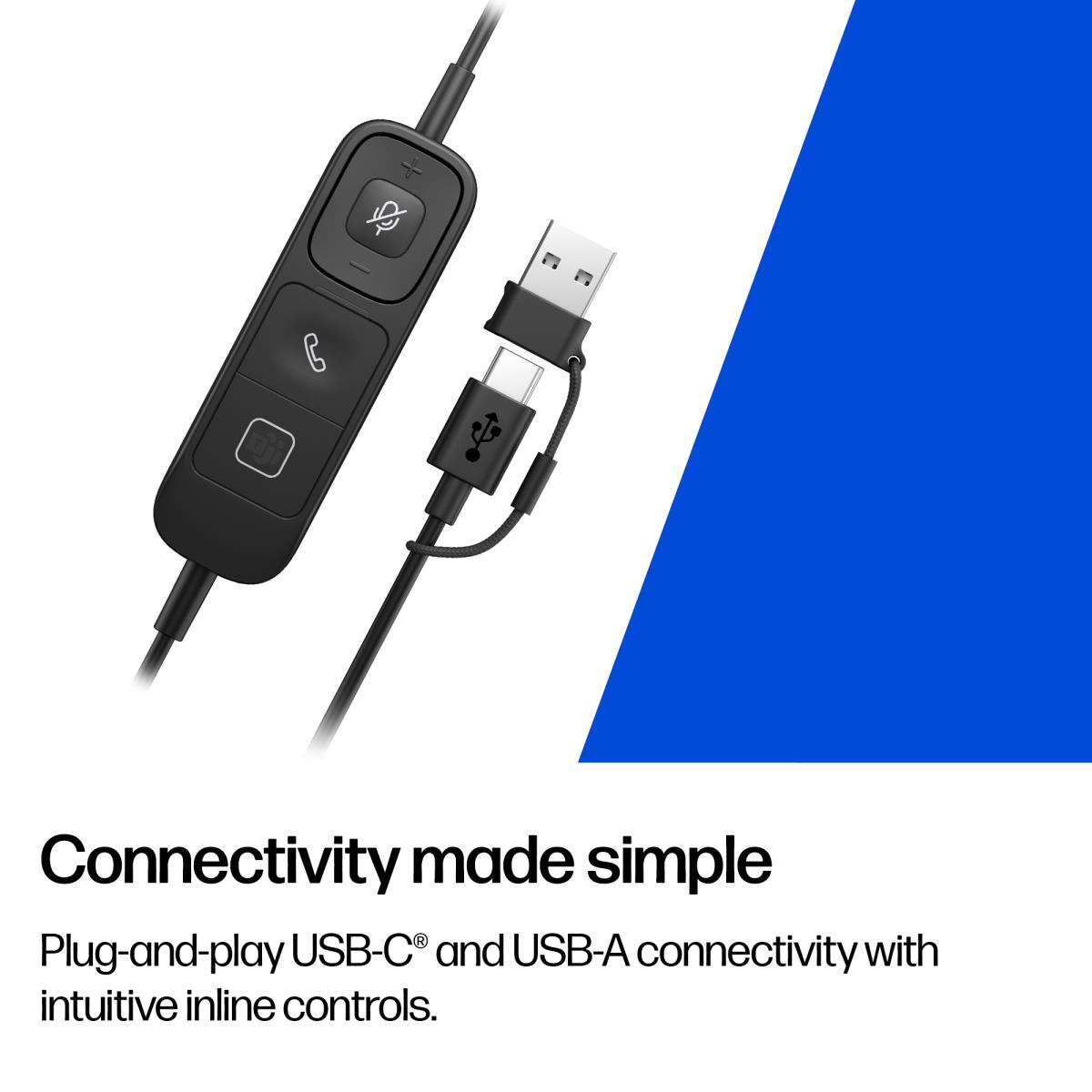 HP Poly Mission 615 Wired Headset - Mono - USB-C/A