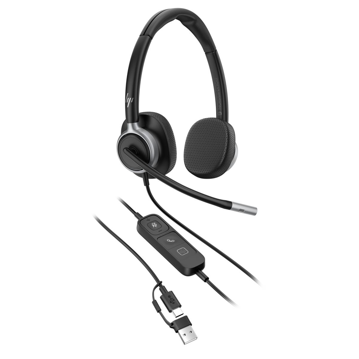 HP Poly Mission 625 Wired Headset - Stereo - USB-C/A