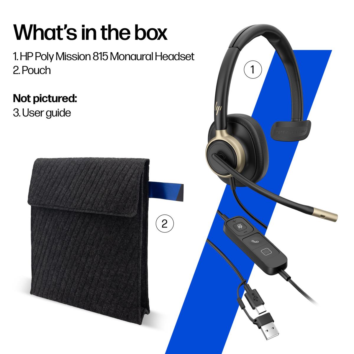 HP Poly Mission 815 Wired Headset - Mono - USB-C/A - Bulk