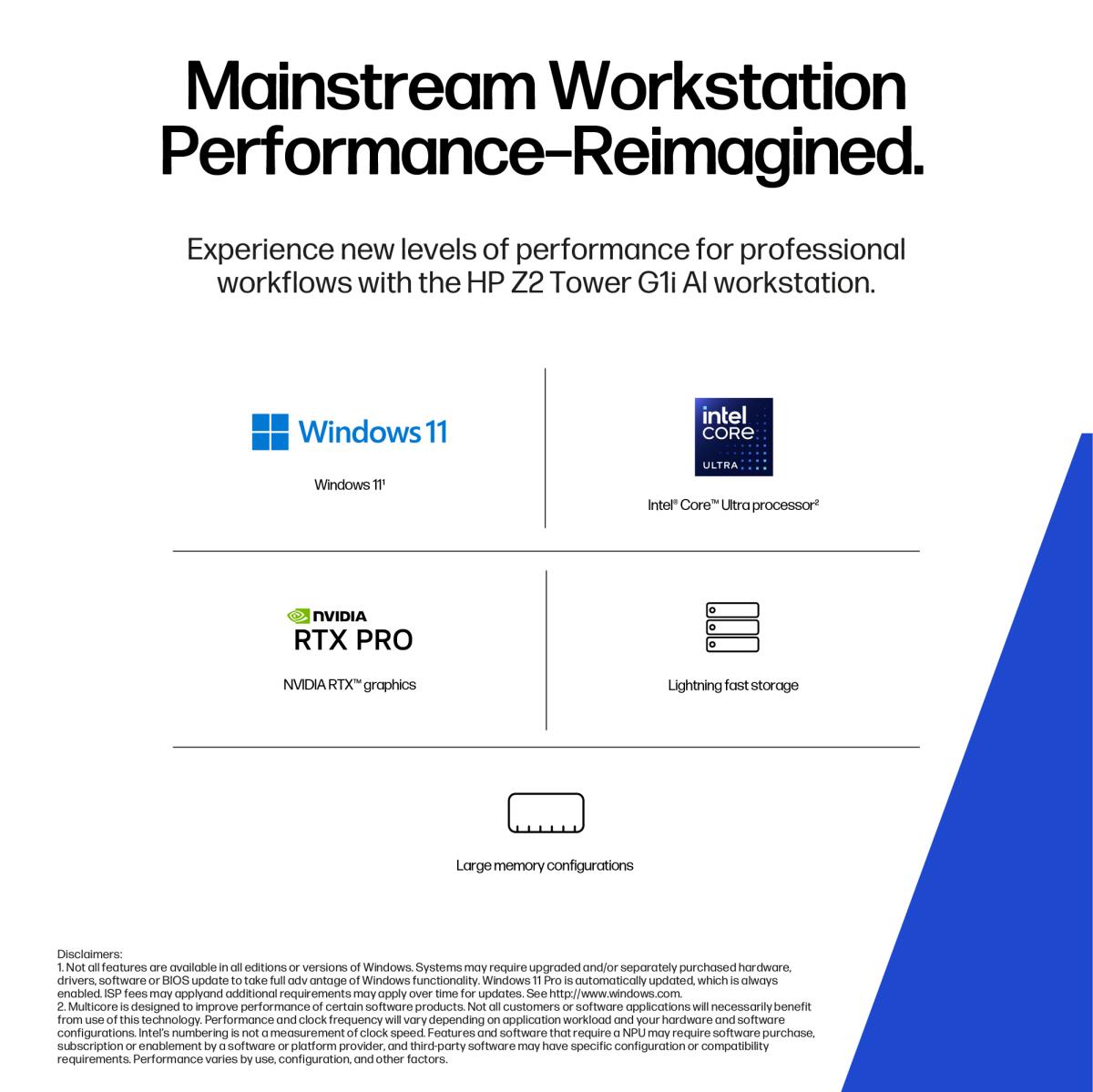 HP Workstation Z2 G1i Tower - Core Ultra 7 270K+ - 32GB RAM - 1TB SSD - Win11 Pro