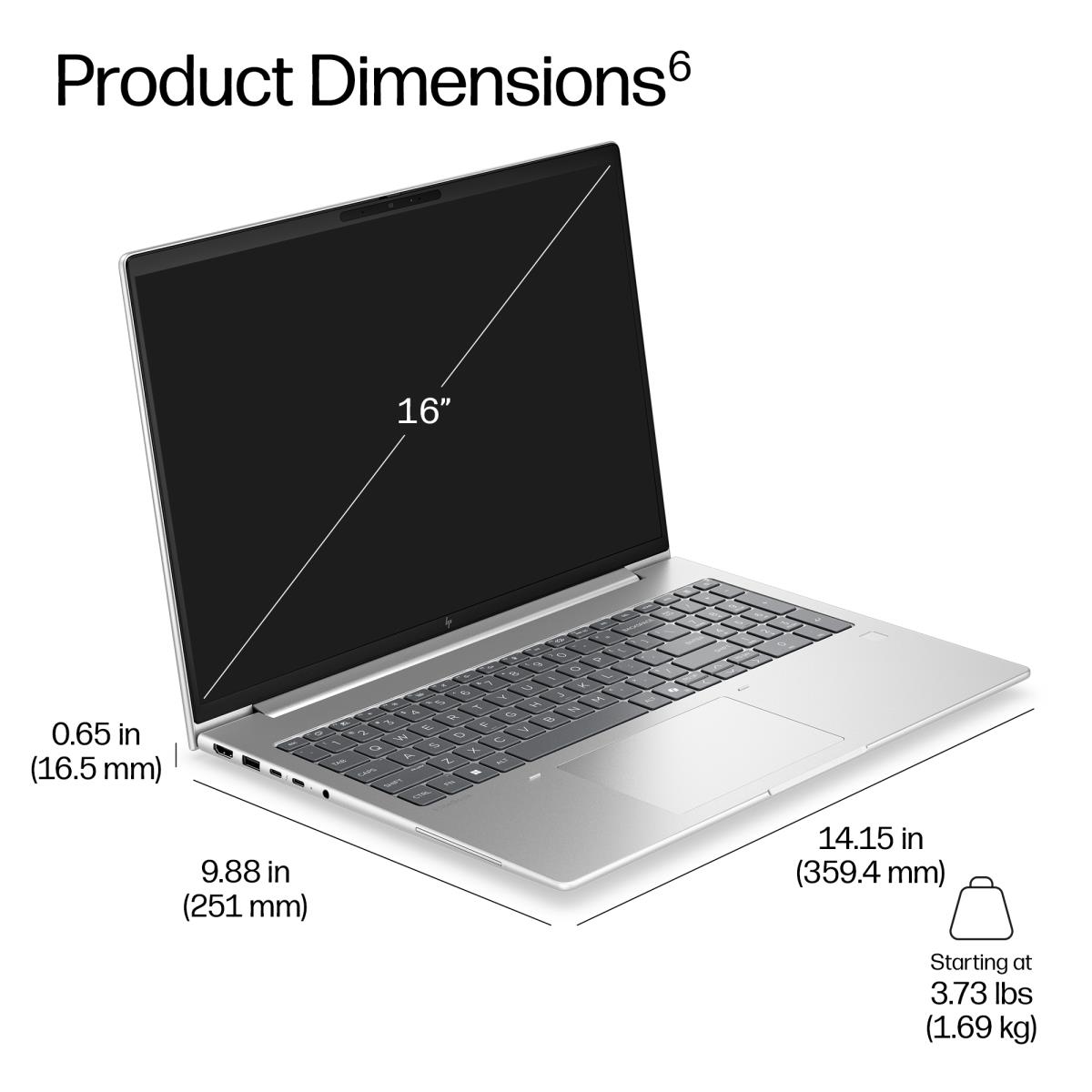 HP EliteBook 6 G2i AI - 16in - Core 7 350 - 16GB RAM - 512GB SSD - Win11 Pro - Qwerty UK