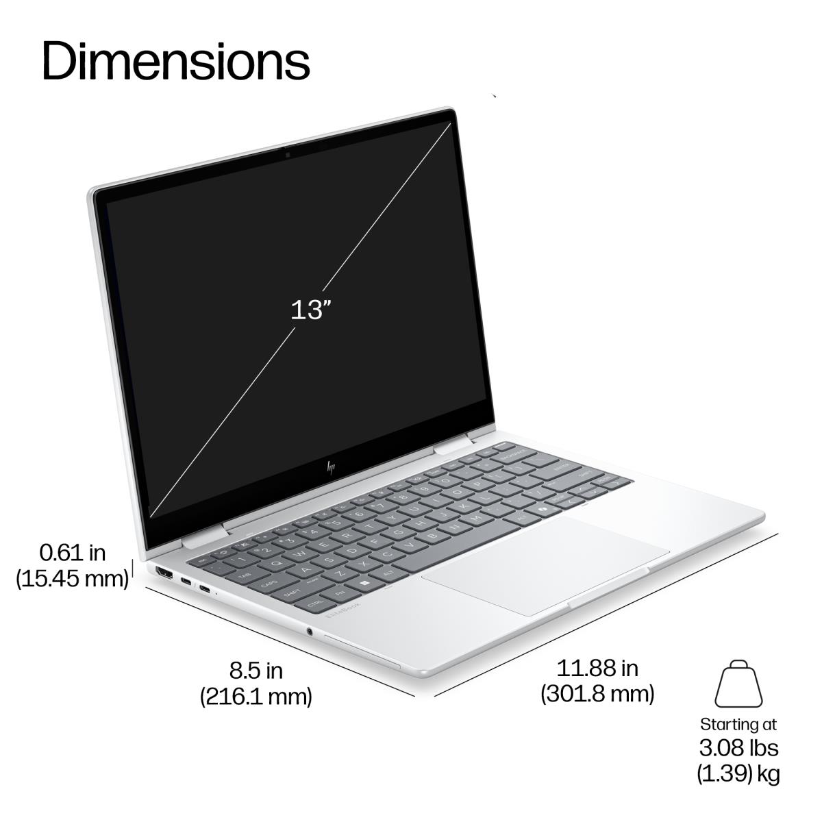 HP EliteBook 8 Flip G2i NGAI - 13.3in - Core Ultra 7 355 - 16GB RAM - 512GB SSD - Win11 Pro - Qwerty UK