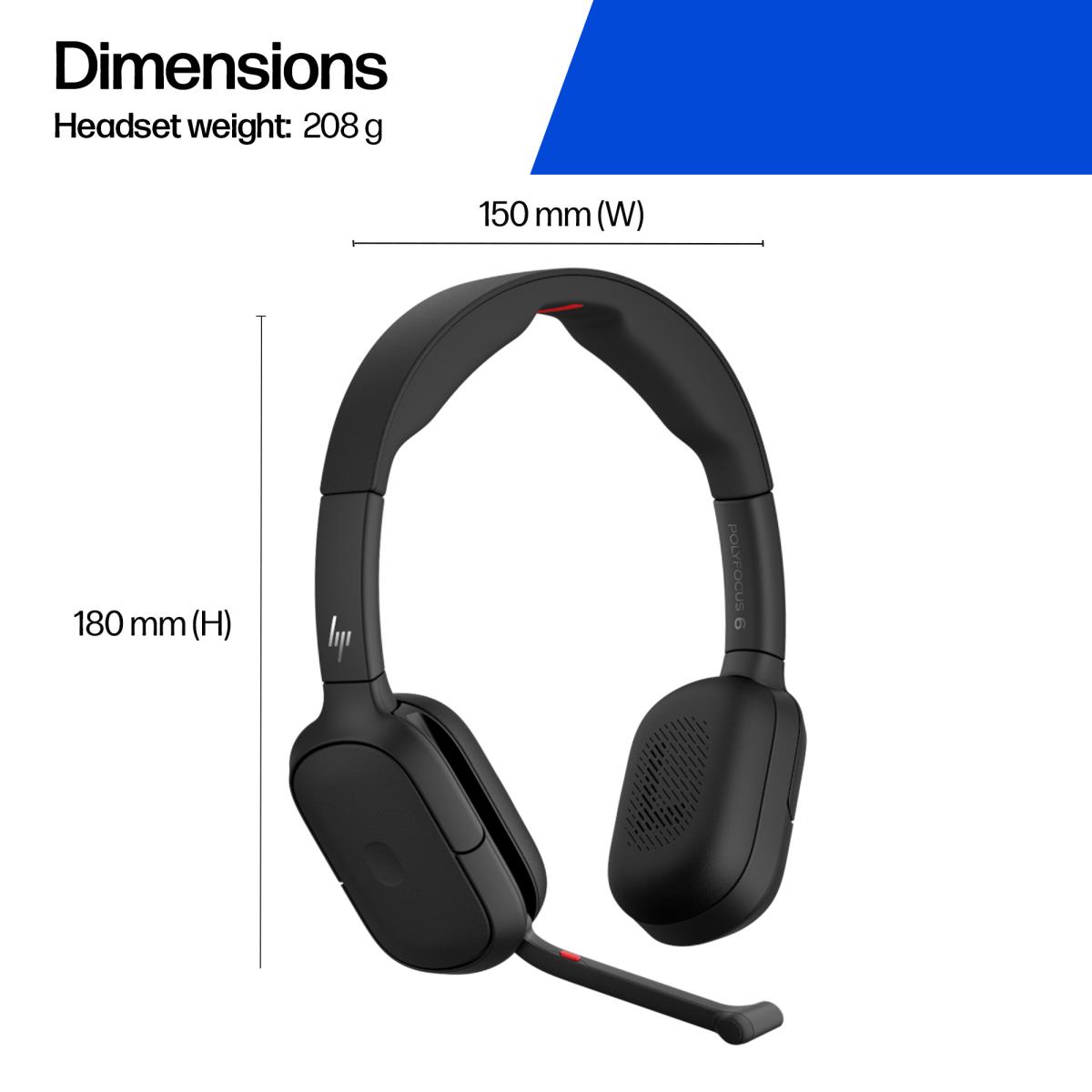 HP Poly Focus 625 Headset - Stereo - Bluetooth