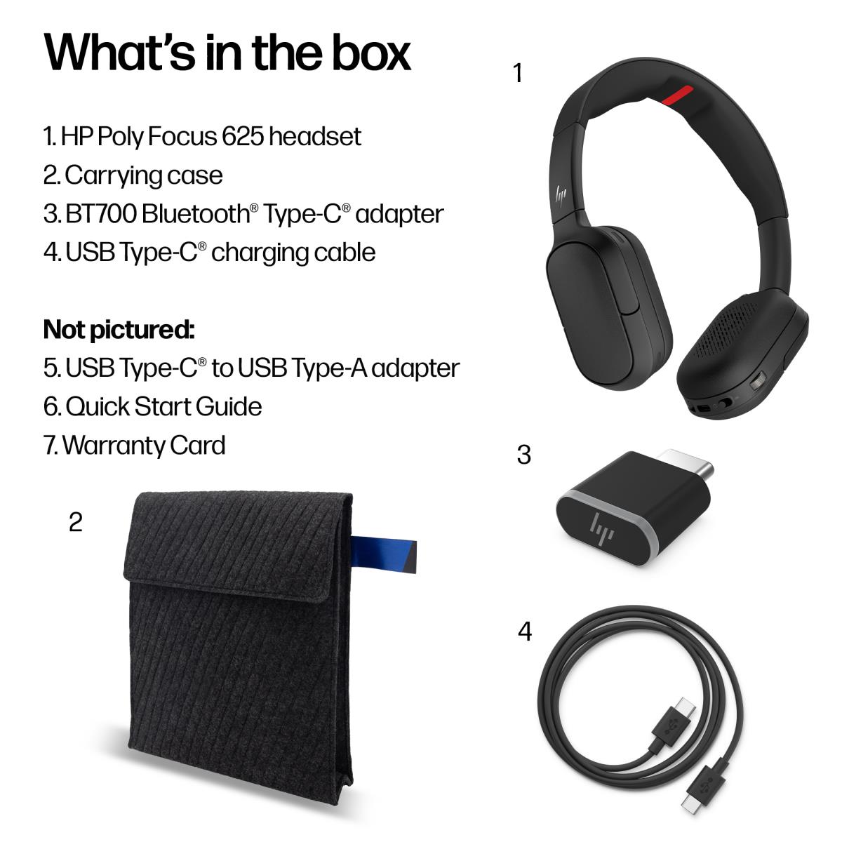 HP Poly Focus 625 Headset - Stereo - Bluetooth