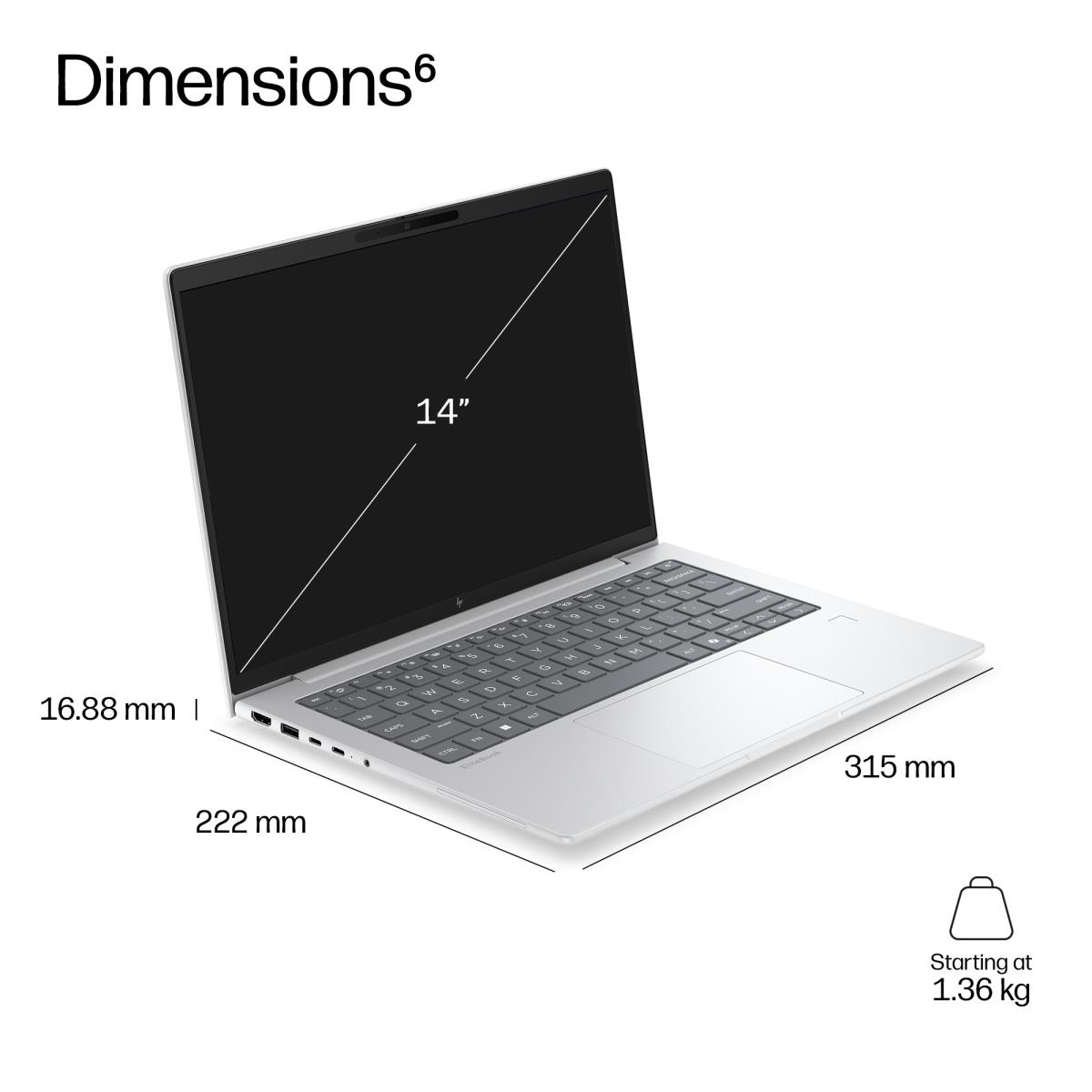 HP EliteBook 6 G2q NGAI - 14in - Snapdragon X2 Plus X2P-64-100 - 16GB RAM - 512GB SSD - Win11 Pro - Qwerty UK