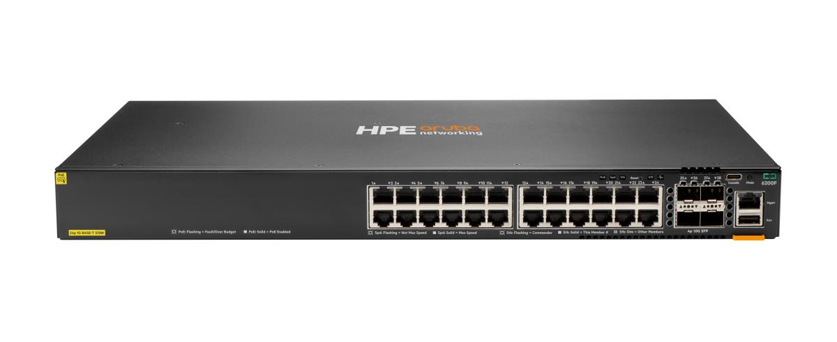 Hewlett-Packard Enterprise Aruba Networking CX 6200F 24G Class-4 PoE 4SFP+ 370W Switch