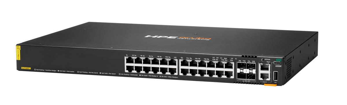 Hewlett-Packard Enterprise Aruba Networking CX 6200F 24G Class-4 PoE 4SFP+ 370W Switch