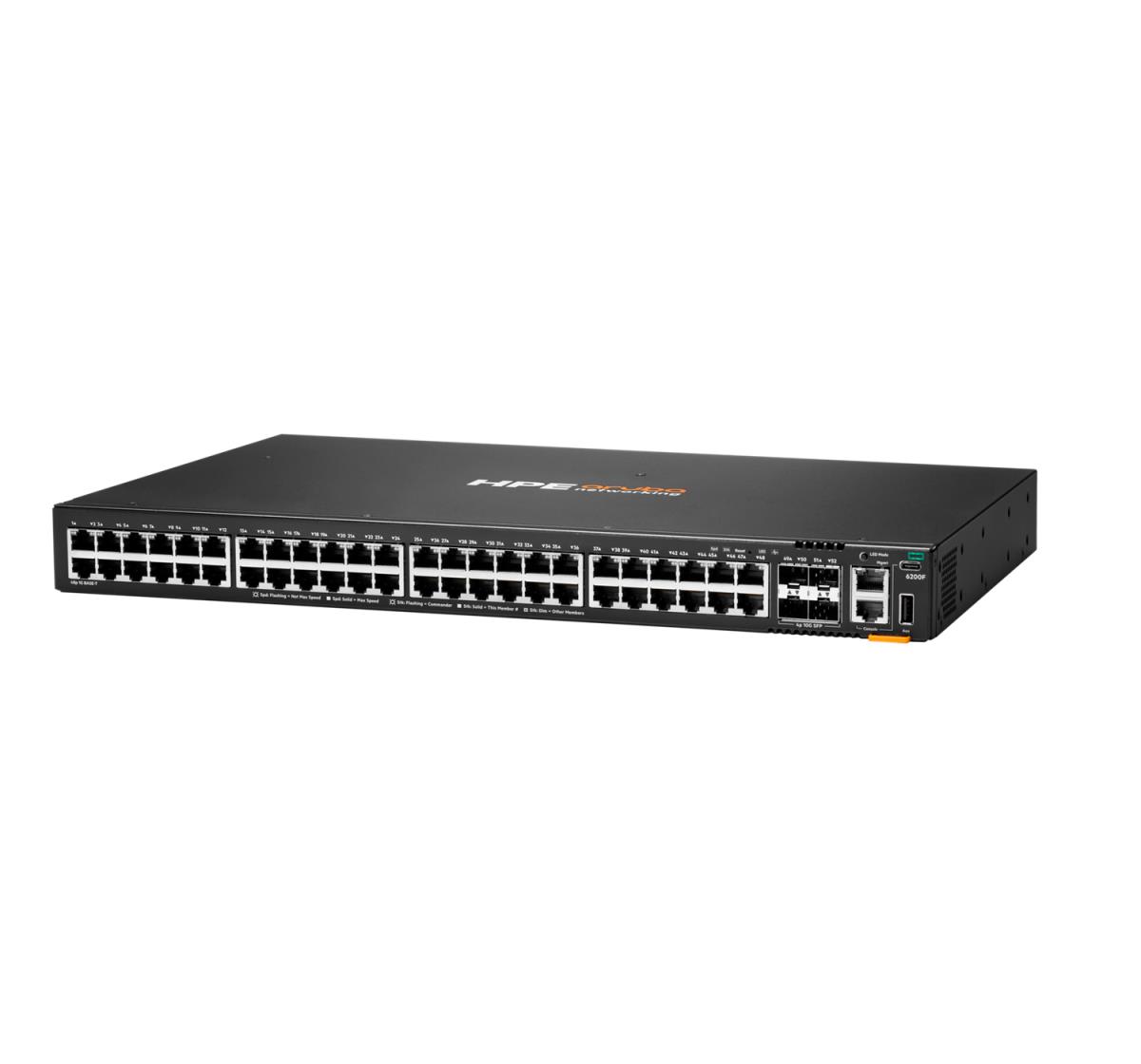 Hewlett-Packard Enterprise Aruba Networking CX 6200F 48G 4SFP+ Switch, 48x ports 10/100/1000BASE-T Ports