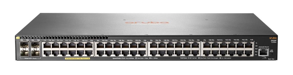 Hewlett-Packard Enterprise Aruba 2930F 48G PoE+ 4SFP+ Switch, (48) RJ-45 autosensing 10/100/1000 PoE+ ports