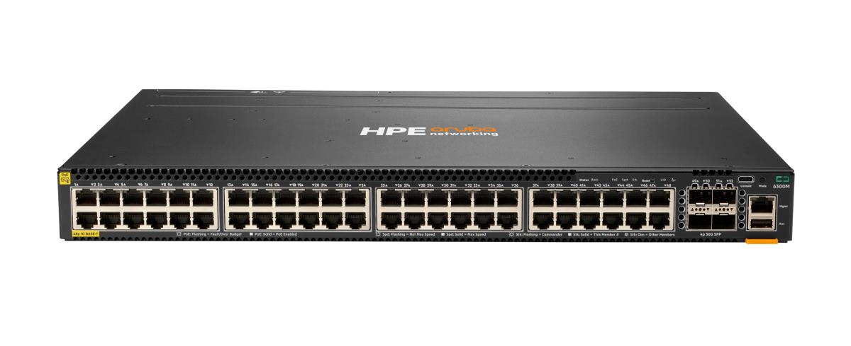 Hewlett-Packard Enterprise Aruba 6300M 48-port 1GbE Class 4 PoE and 4-port SFP56 Switch