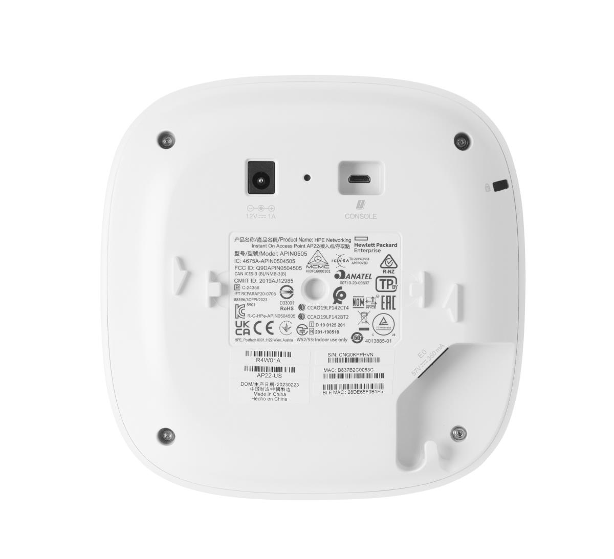 Hewlett-Packard Enterprise Instant On AP22 with 12 V/18 W Power adaptor Worldwide Bundle