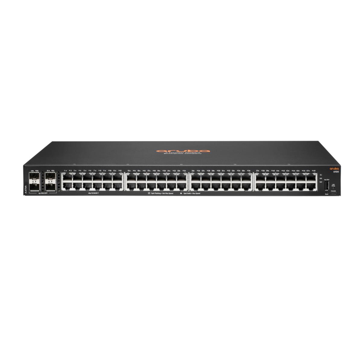 Hewlett-Packard Enterprise Aruba 6100 48G 4SFP+ Switch, 48x ports 10/100/1000BASE-T ports 4x 1G/10G SFP ports