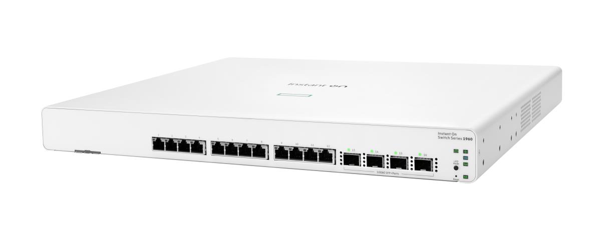 Hewlett-Packard Enterprise Aruba Instant On 1960 12XGT 4SFP+ Switch, 12 RJ-45 100/1000/10GBASE-T ports, 4 SFP+ 10GbE ports