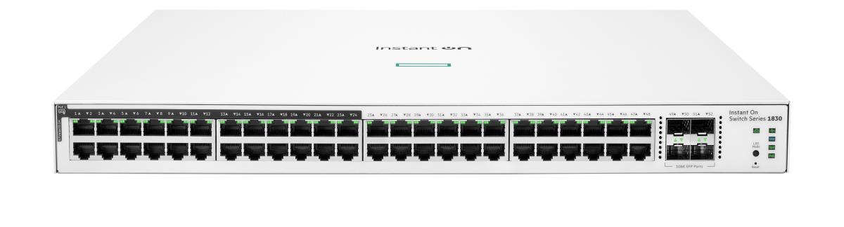 Hewlett-Packard Enterprise Aruba Instant On 1830 48G 24p Class4 PoE 4SFP 370W Switch, 48 RJ-45 10/100/1000 Class 4 PoE ports