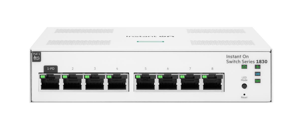 Hewlett-Packard Enterprise Aruba Instant On 1830 8G Switch, 8 RJ-45 10/100/1000 ports