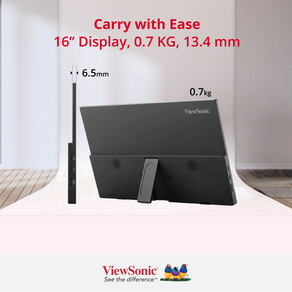 VIEWSONIC Portable USB-C Monitor - ThinkVision VA1650 - 16in - 1920x1080 (Full HD) - IPS