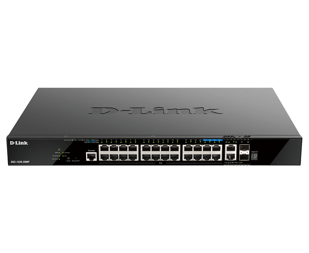 D-LINK Switch Dgs-1520-28mp 28-port 140gbps L3 Smart Managed Black