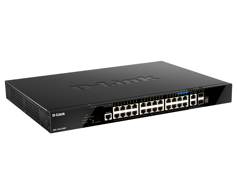 D-LINK Switch Dgs-1520-28mp 28-port 140gbps L3 Smart Managed Black