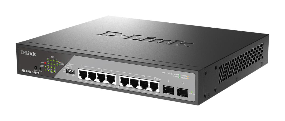 D-LINK Switch Dss-200g-10mppb 10-port 10/100/1000 Poe++ Gigabit Ethernet Surveillance
