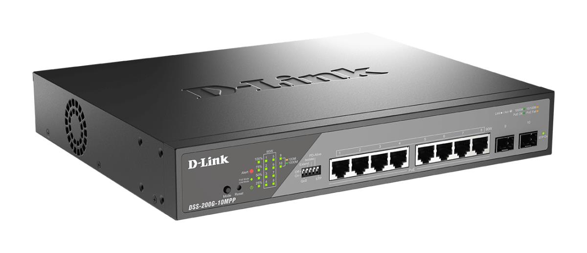 D-LINK Switch Dss-200g-10mppb 10-port 10/100/1000 Poe++ Gigabit Ethernet Surveillance