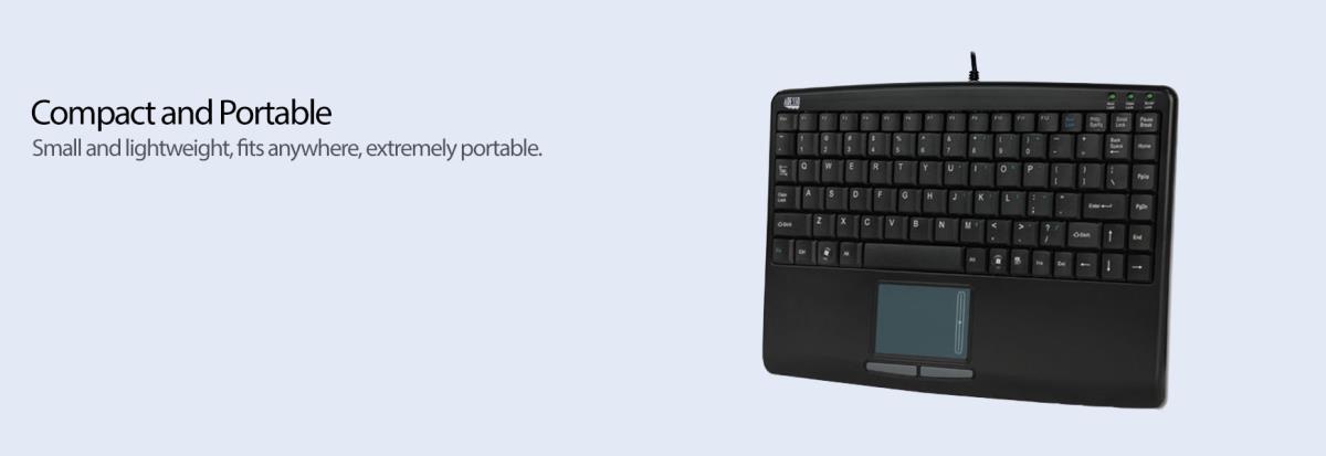 ADESSO Touch Mini Keyboard With Built In Touchpad (black) USB Qwerty US