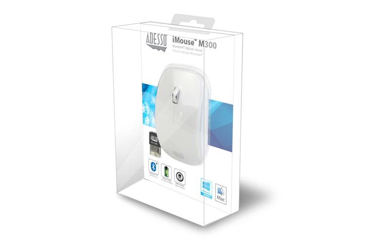 ADESSO Imouse M300w 3button Bt Wl Glossy White Infrared Optical Mouse Pc/mac