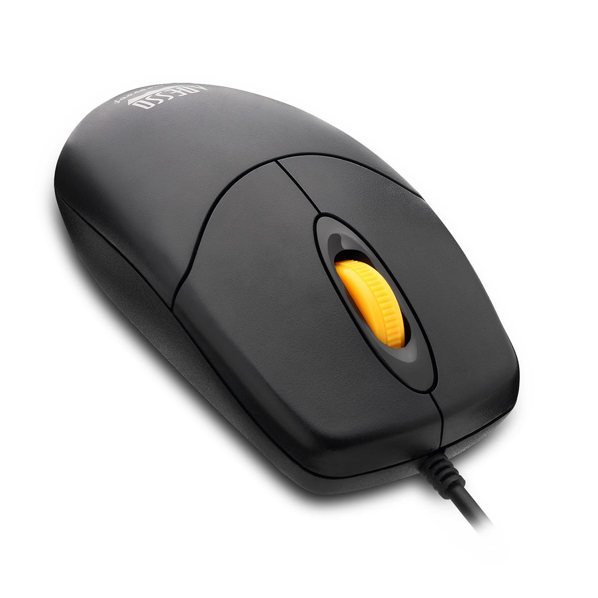 ADESSO Imouse W3 Ip65 Waterproof Antimicrobial USB Optical Mouse Black