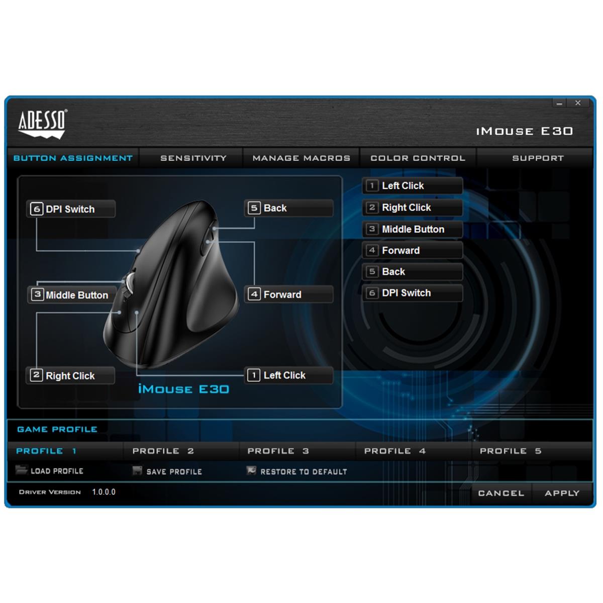 ADESSO Imouse E30 Wireless Vertical Ergonomic Mouse With Adjustable Weight