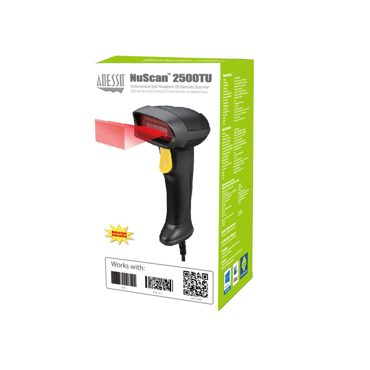 ADESSO Nuscan 2500tu Medical Grade Handheld 2dbarcode Scanner