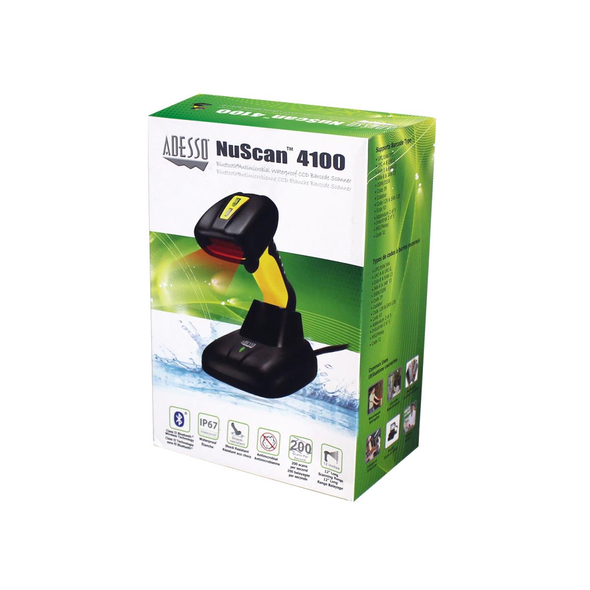 ADESSO Nuscan 4100b Adesso Bluetooth Waterproof Ccd Barcode Scanner (black)