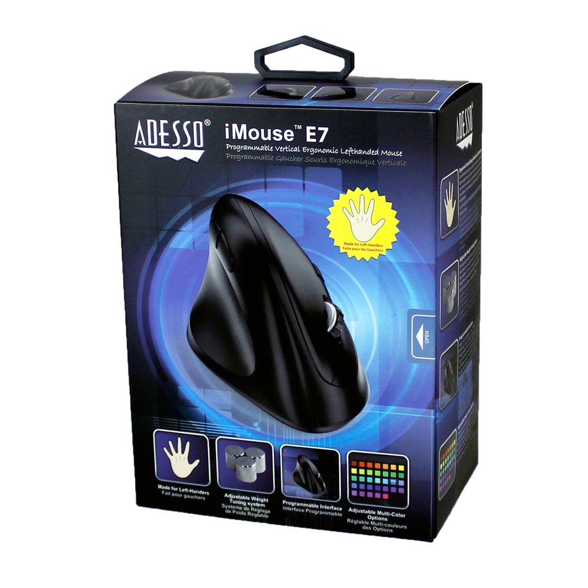ADESSO Imouse E7 Left-handed Vertical Ergonomic Programable Gaming Mouse With Adjustable Weight