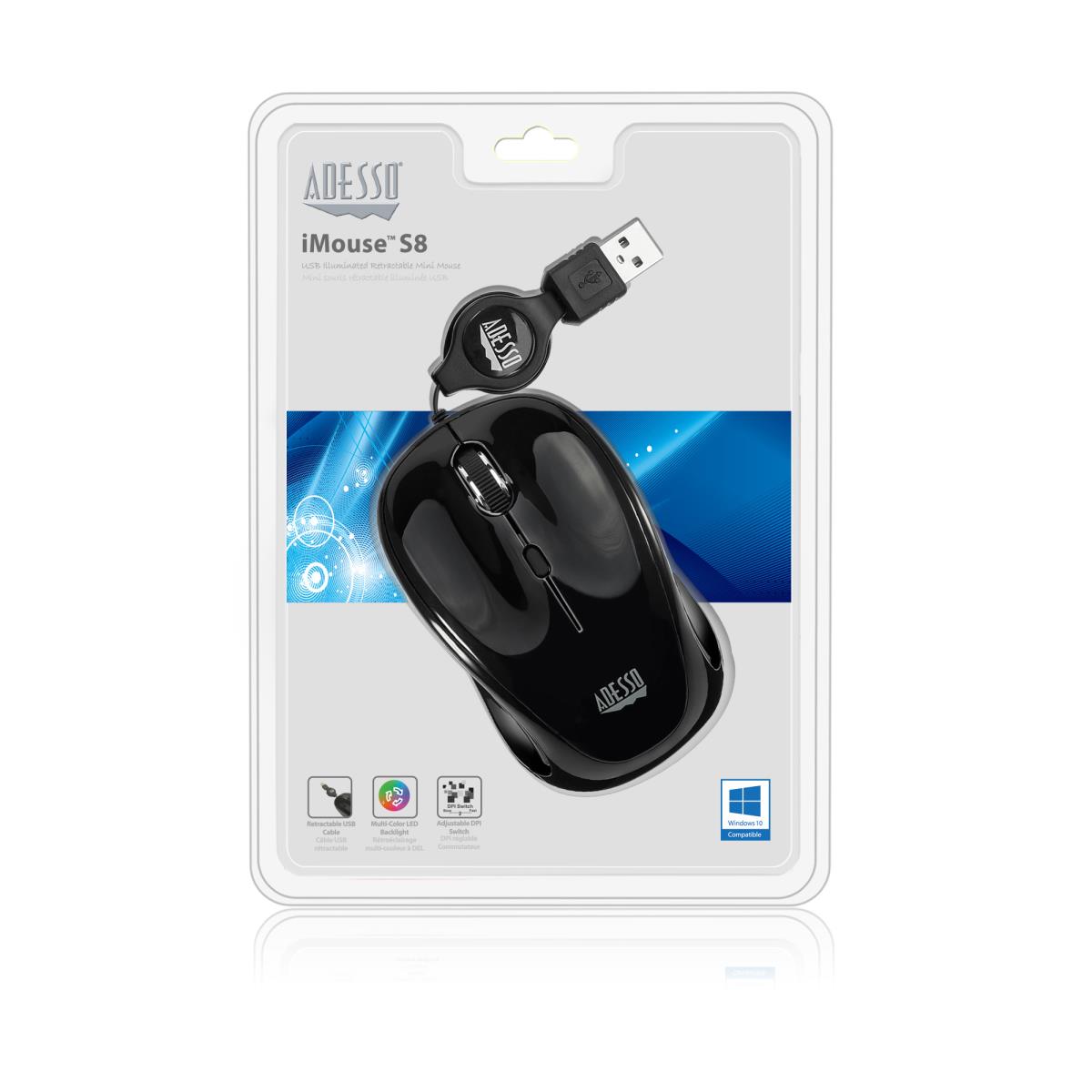 ADESSO Imouse S8b Retrackable Nano Mouse (black)