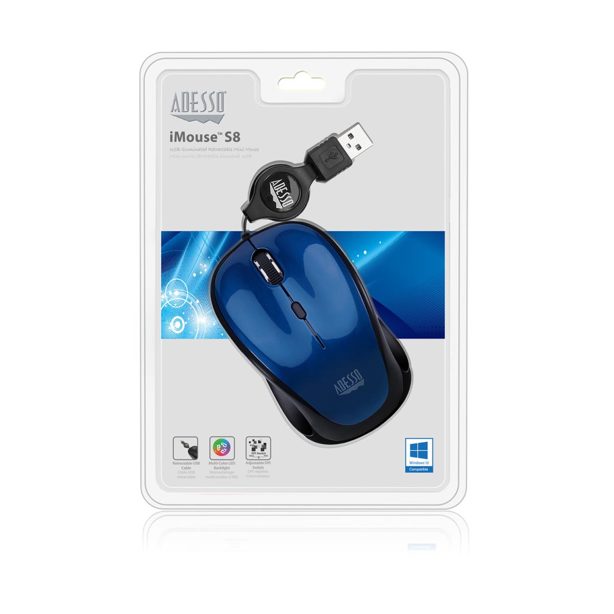 ADESSO Imouse S8l Retrackable Nano Mouse (blue)