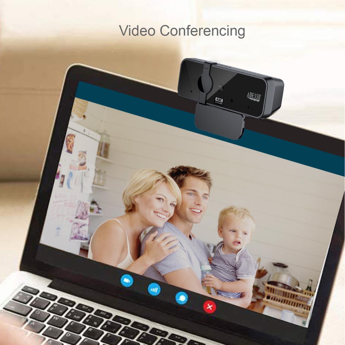 ADESSO 4k (8.0 Mpix) Webcam With Auto Focus Webcam With Build In Dual Microphone & Privacy Shutter