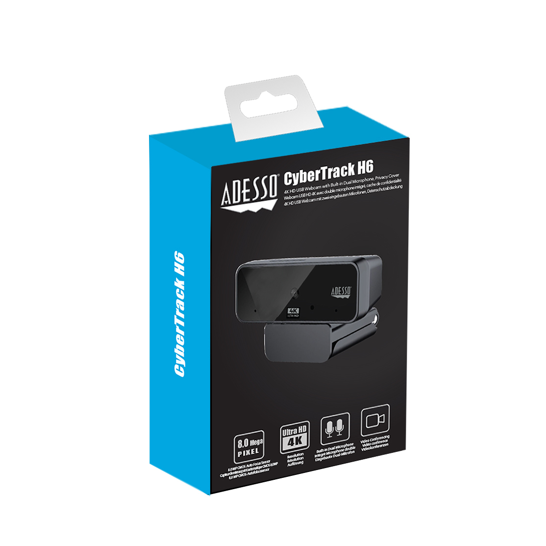 ADESSO 4k (8.0 Mpix) Webcam With Auto Focus Webcam With Build In Dual Microphone & Privacy Shutter