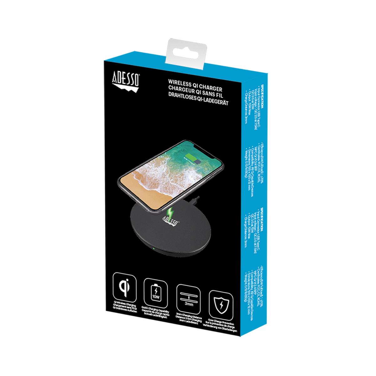 ADESSO 10w Max Qi-certified Wireless Charger