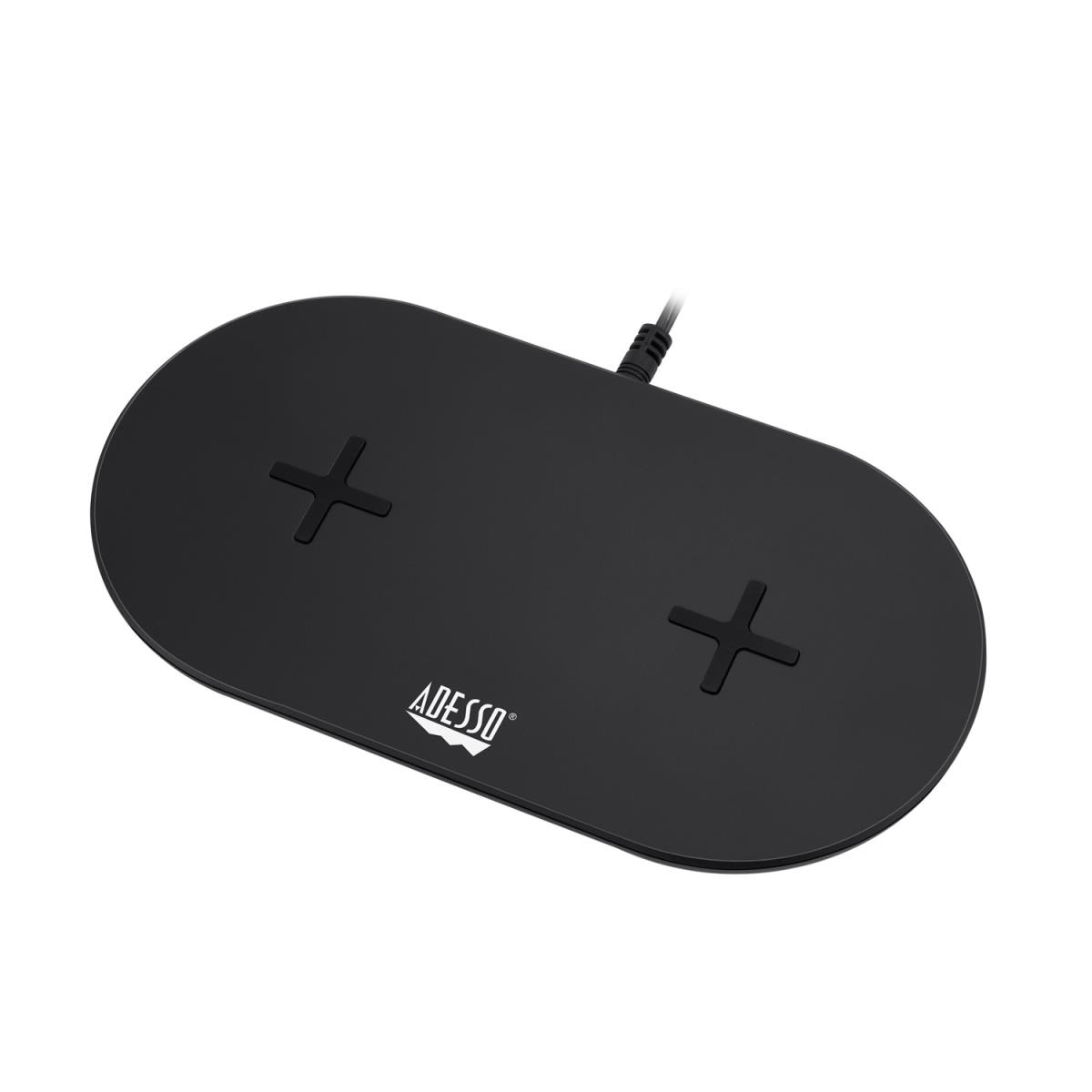 ADESSO 15w Max Dual Wireless 2 Coils Qi-certified Fast Charging Pad