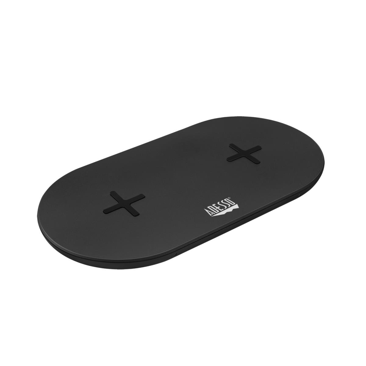 ADESSO 15w Max Dual Wireless 2 Coils Qi-certified Fast Charging Pad