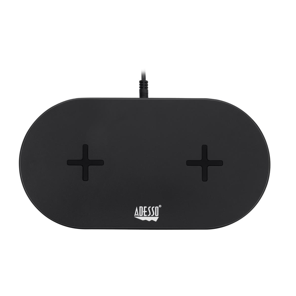 ADESSO 15w Max Dual Wireless 2 Coils Qi-certified Fast Charging Pad