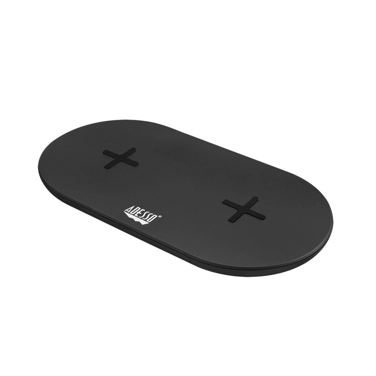 ADESSO 15w Max Dual Wireless 2 Coils Qi-certified Fast Charging Pad