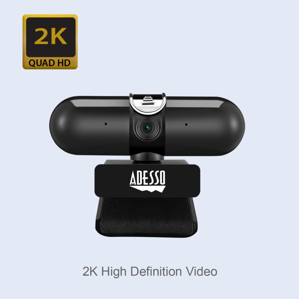 ADESSO 2k Quad Hd Webcam With Autofocus  Built-in Dual Microphones